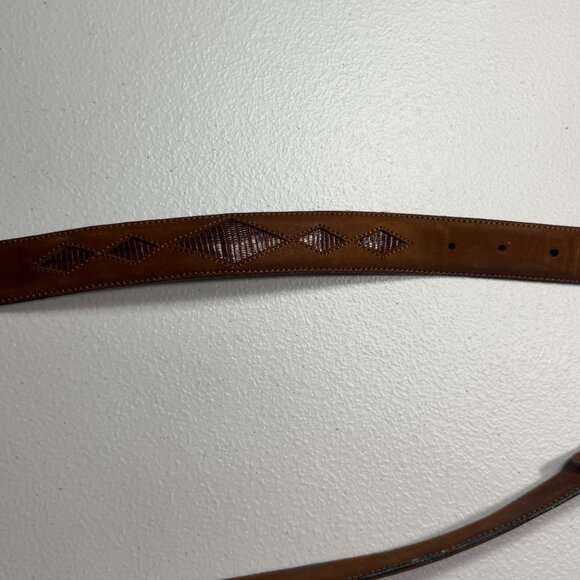 Saks Fifth Avenue Genuine Lizard Leather Belt Brown Men’s Size 42 Made in Spain - Picture 3 of 6
